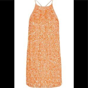 HALSTON HERITAGE Peach Orange Sequin Miini Dress, Size 0